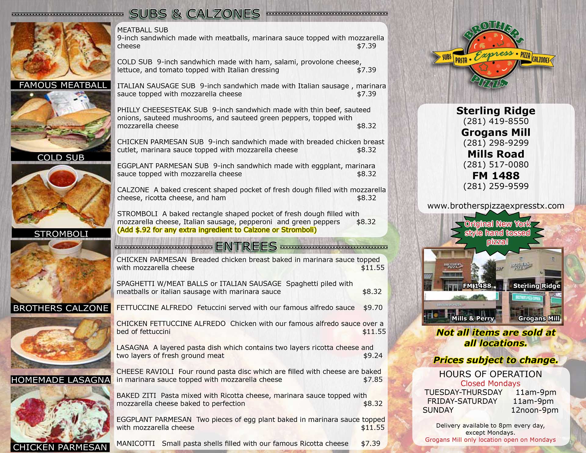 Gino bros pizza express menu